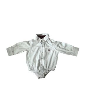 Andy & Evan White Collard Long Sleeve Button Up Onesie Size 3-6 Months